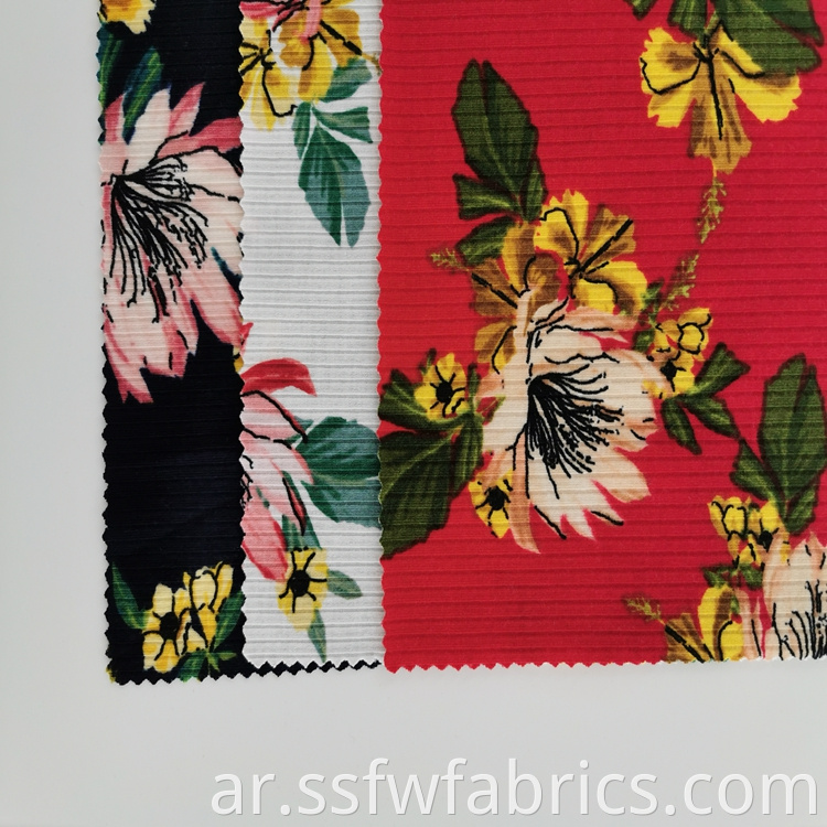 Black Red Flower Pattern Print Fabric